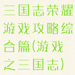 三国志荣耀游戏攻略综合篇(游戏之三国志)