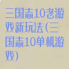 三国志10老游戏新玩法(三国志10单机游戏)