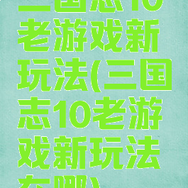三国志10老游戏新玩法(三国志10老游戏新玩法在哪)