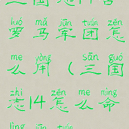 三国志14古罗马军团怎么用(三国志14怎么命令军团)