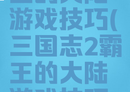 三国志2霸王的大陆游戏技巧(三国志2霸王的大陆游戏技巧攻略)