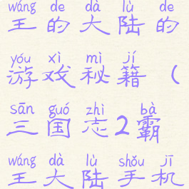 三国志2霸王的大陆的游戏秘籍(三国志2霸王大陆手机版秘籍)