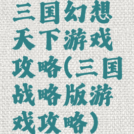 三国幻想天下游戏攻略(三国战略版游戏攻略)