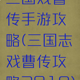 三国戏曹传手游攻略(三国志戏曹传攻略2019)