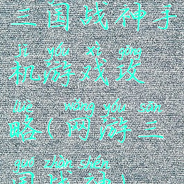 三国战神手机游戏攻略(网游三国战神)