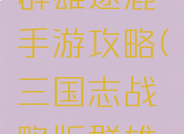 三国战纪群雄逐鹿手游攻略(三国志战略版群雄逐鹿攻略)