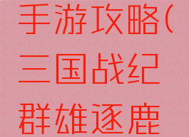 三国战纪群雄逐鹿手游攻略(三国战纪群雄逐鹿手游攻略视频)