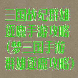 三国战纪群雄逐鹿手游攻略(梦三国手游群雄逐鹿攻略)