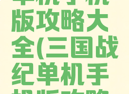 三国战纪单机手机版攻略大全(三国战纪单机手机版攻略大全视频)