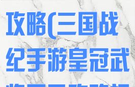 三国战纪手游皇冠武将司马攻略(三国战纪手游皇冠武将司马攻略视频)
