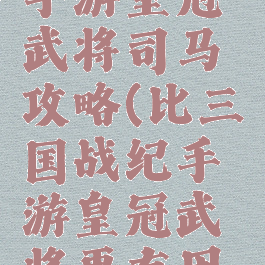 三国战纪手游皇冠武将司马攻略(比三国战纪手游皇冠武将更有用的玩法)