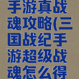 三国战纪手游真战魂攻略(三国战纪手游超级战魂怎么得到)