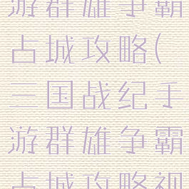 三国战纪手游群雄争霸占城攻略(三国战纪手游群雄争霸占城攻略视频)