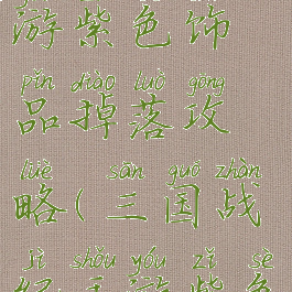 三国战纪手游紫色饰品掉落攻略(三国战纪手游紫色军械)