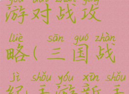 三国战纪手游对战攻略(三国战纪手游新手必看)