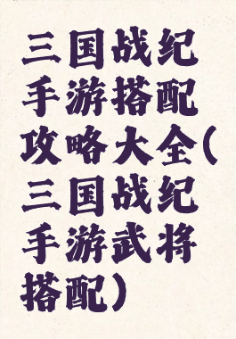 三国战纪手游搭配攻略大全(三国战纪手游武将搭配)