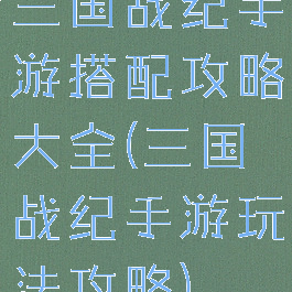 三国战纪手游搭配攻略大全(三国战纪手游玩法攻略)