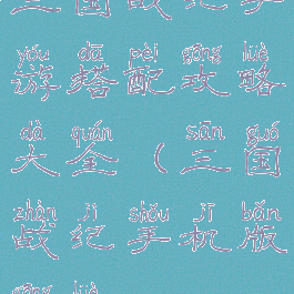 三国战纪手游搭配攻略大全(三国战纪手机版攻略)