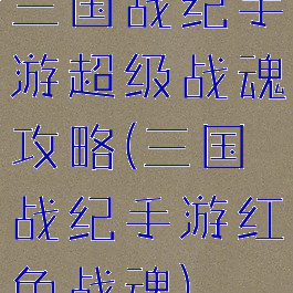 三国战纪手游超级战魂攻略(三国战纪手游红色战魂)