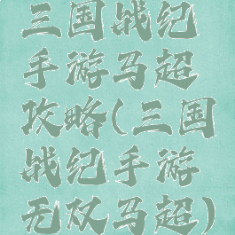 三国战纪手游马超攻略(三国战纪手游无双马超)