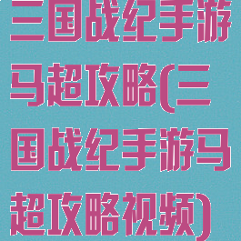 三国战纪手游马超攻略(三国战纪手游马超攻略视频)