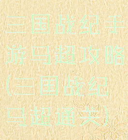 三国战纪手游马超攻略(三国战纪马超通关)