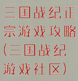 三国战纪正宗游戏攻略(三国战纪游戏社区)