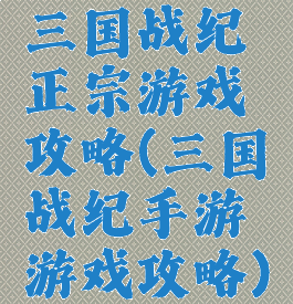 三国战纪正宗游戏攻略(三国战纪手游游戏攻略)