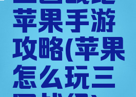 三国战纪苹果手游攻略(苹果怎么玩三国战纪)