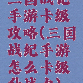 三国战记手游卡级攻略(三国战纪手游怎么卡级升战力)