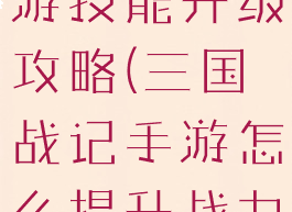 三国战记手游技能升级攻略(三国战记手游怎么提升战力)