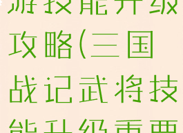 三国战记手游技能升级攻略(三国战记武将技能升级重要吗)