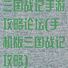 三国战记手游攻略论坛(手机版三国战记攻略)