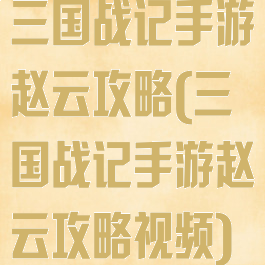 三国战记手游赵云攻略(三国战记手游赵云攻略视频)