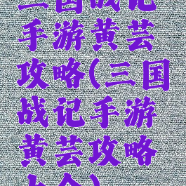 三国战记手游黄芸攻略(三国战记手游黄芸攻略大全)