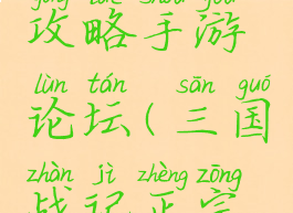 三国战记攻略手游论坛(三国战记正宗攻略)