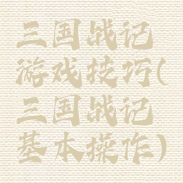 三国战记游戏技巧(三国战记基本操作)
