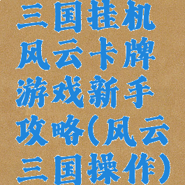 三国挂机风云卡牌游戏新手攻略(风云三国操作)