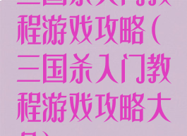 三国杀入门教程游戏攻略(三国杀入门教程游戏攻略大全)