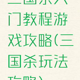 三国杀入门教程游戏攻略(三国杀玩法攻略)