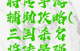 三国杀名将传手游辅助攻略(三国杀名将传最强辅助)