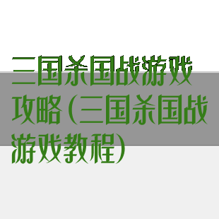 三国杀国战游戏攻略(三国杀国战游戏教程)