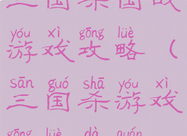 三国杀国战游戏攻略(三国杀游戏攻略大全)