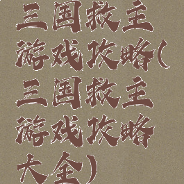 三国救主游戏攻略(三国救主游戏攻略大全)