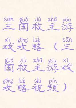 三国救主游戏攻略(三国救主游戏攻略视频)