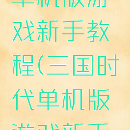 三国时代单机版游戏新手教程(三国时代单机版游戏新手教程视频)