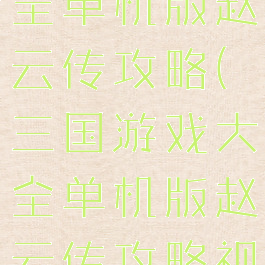 三国游戏大全单机版赵云传攻略(三国游戏大全单机版赵云传攻略视频)