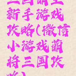 三国萌主新手游戏攻略(微信小游戏萌将三国攻略)