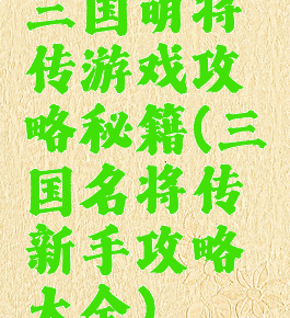 三国萌将传游戏攻略秘籍(三国名将传新手攻略大全)