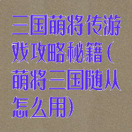 三国萌将传游戏攻略秘籍(萌将三国随从怎么用)